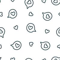 Seamless pattern with hearts and speaking bubbles. Doodle vector illustration