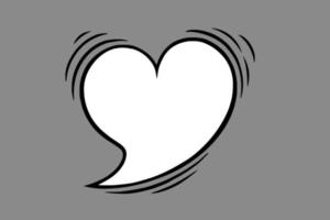 Heart speech bubble in comic style. Vintage speech bubble isolated in grey background. Vector illustration