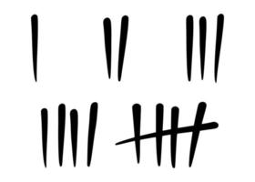 Tally marks to count days in prison. Tally marks for math lessons. Vector illustration