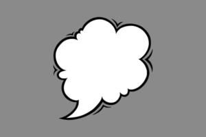 Cloud speech bubble in comic style. Speech bubble for comments and shouts isolated in grey background. Vector illustration