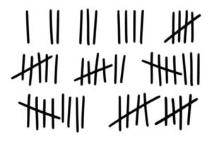 Tally marks to count days in prison. Tally marks for math lessons. Vector illustration