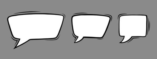 Rectangle speech bubbles in comic style. Square speech bubbles isolated in grey background. Vector illustration