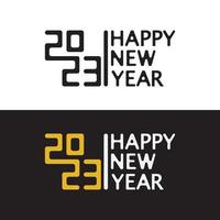 Happy New Year 2023 text design. Brochure design template, card, banner. Vector illustration.