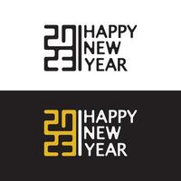 Happy New Year 2023 text design. Brochure design template, card, banner. Vector illustration.