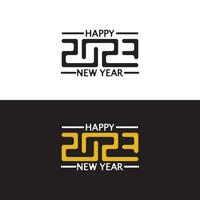 Happy New Year 2023 text design. Brochure design template, card, banner. Vector illustration.