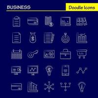 Business Hand Drawn Icons Set For Infographics Mobile UXUI Kit And Print Design Include Globe Internet Network Vector Passport Euro Book Document Collection Modern Infographic Logo and Pi