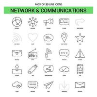 conjunto de iconos de línea de red y comunicación 25 estilo de contorno discontinuo vector