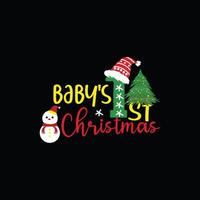 baby's 1st Christmas vector t-shirt template. Christmas t-shirt design. Can be used for Print mugs, sticker designs, greeting cards, posters, bags, and t-shirts.