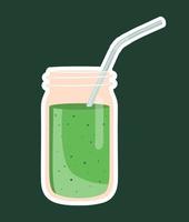 Illustration of healthy smoothie with white outline isolated on dark background. Can be used as menu element for cafe or restaurant. vector