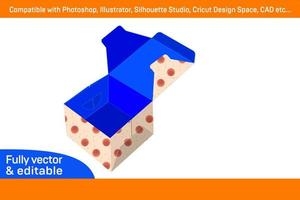 plantilla de línea de caja de pastel o comida dulce, diseño de embalaje y plantilla de caja 3d vector