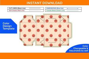Cake or sweet food box dieline template, packaging design and 3D box template Color Design Template vector