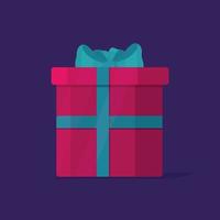 Vector illustration of a gift on a purple background.