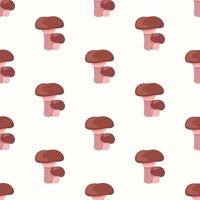 Seamless pattern of mushrooms. Illustration of fungi in chess order. Fungus stubby-stalk. vector