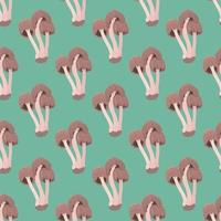 Vector illustration of mushrooms. Russula on a green background. Endless pattern drawing.