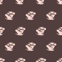 Vector illustration of mushrooms. Pleurotus on a brown background. Endless pattern drawing.