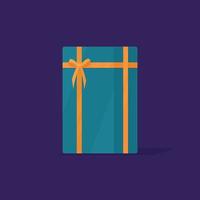 Vector illustration of a gift on a purple background.