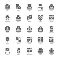 paquete de iconos de cursos en línea para su sitio web, móvil, presentación y diseño de logotipo. diseño de glifo de icono de cursos en línea. ilustración de gráficos vectoriales y trazo editable. vector