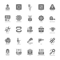 Electrician icon pack for your website, mobile, presentation, and logo design. Electrician icon glyph design. Vector graphics illustration and editable stroke.