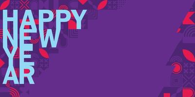 feliz navidad y feliz año nuevo banner horizontal. diseño navideño moderno y brillante con árbol de navidad. cartel simple, tarjeta de felicitación, banner de venta para sitio web vector