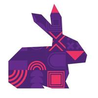 Geometric abstract simple bright rabbit, bunny illustrations. Chinese new year 2023 year of the rabbit, Chinese zodiac symbol. vector