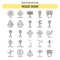 Road Sign Line Icon Set 25 Dashed Outline Style vector