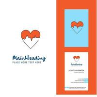 Heart ECG Creative Logo and business card vertical Design Vector