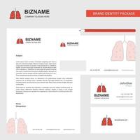 sobre de membrete de negocios de pulmones y plantilla de vector de diseño de tarjeta de visita