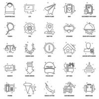 25 conjunto de iconos de línea de mezcla de concepto de negocio vector