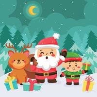 Christmas Night of Santa and Friends vector