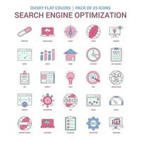 Search Engine Optimization icon Dusky Flat color Vintage 25 Icon Pack vector