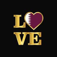 Love typography Qatar flag design vector Gold lettering