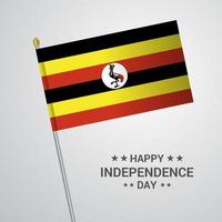 diseño tipográfico del día de la independencia de uganda con vector de bandera