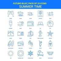 Summer Time Icons Futuro Blue 25 Icon pack vector