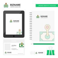 Money Business Logo Tab App Diary PVC Employee Card and USB Brand Stationary Package Design Vector Template