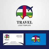 logotipo de la bandera de la república centroafricana de viaje y diseño de tarjeta de visita vector