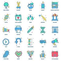 25 conjunto de iconos de color plano de mezcla de concepto de negocio vector