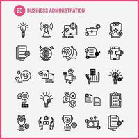 Business Administration Line Icons Set For Infographics Mobile UXUI Kit And Print Design Include Internet Setting Setting Gear Globe Tshirt Shirt Sports Eps 10 Vector