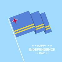 diseño tipográfico del día de la independencia de aruba con vector de bandera