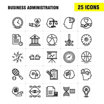 Business Administration Line Icons Set For Infographics Mobile UXUI Kit And Print Design Include Document File Calculator Text Document Profile Cv Time Collection Modern Infographic Logo a vector