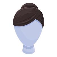 Black girl wig icon, cartoon style vector