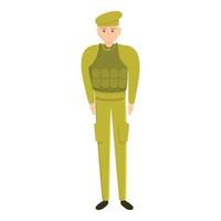 icono de uniforme militar de defensa, estilo de dibujos animados vector