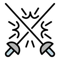 Cross fencing icon outline vector. Sport duel vector