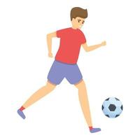 los niños juegan al fútbol icono, estilo de dibujos animados vector