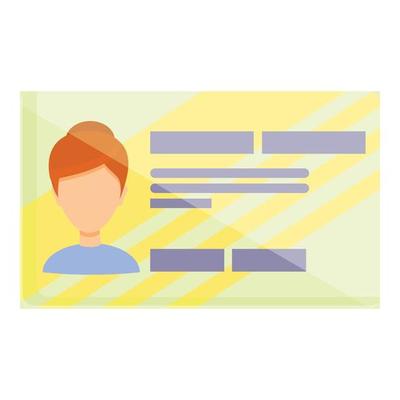 Id card state icon, cartoon style