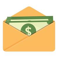 Money in envelope icon cartoon vector. Letter with dollars vector
