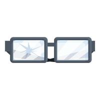 Broken glasses icon, cartoon style vector