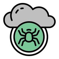 Cloud data bug icon outline vector. Internet security vector