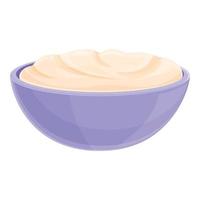 Milk cream bowl icon, cartoon style vector