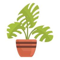 Monstera plant pot icon, cartoon style vector