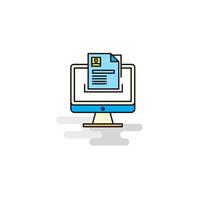 Flat Document in computer Icon Vector